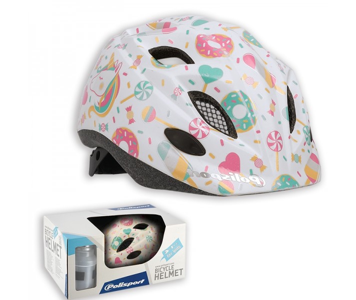 Casco+Bidon Polisport Xs Kids Premium Lolipops Blanco(48-52)