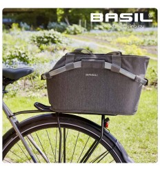 Cesto Con Asa Trasera Basil 2Day Carry Poliester Con Placa Adaptadora Mik Gris