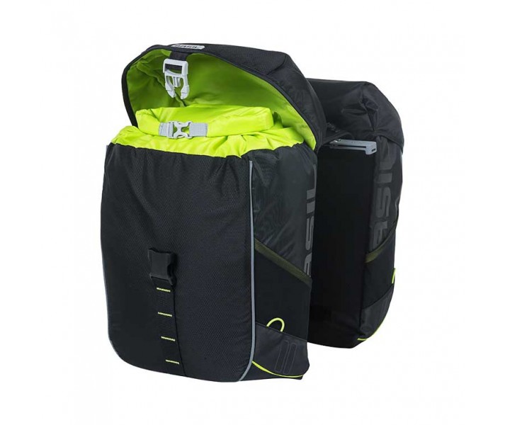 Alforjas Basil Miles+Placa Adaptadora Mik Reflectante Negro Impermeable 34L