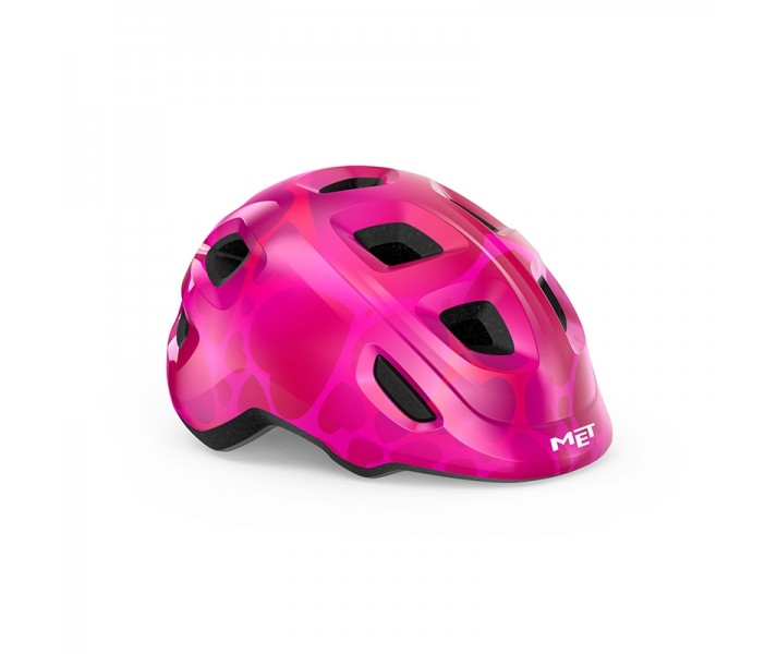 Casco Infantil Met Hooray MIPS Rosa Corazon Brillo