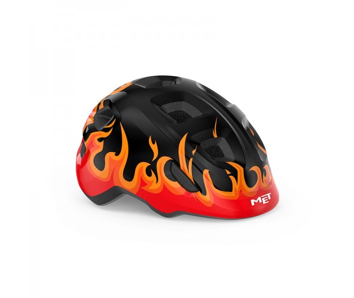 Casco Infantil Met Hooray Negro Llamas Brillo