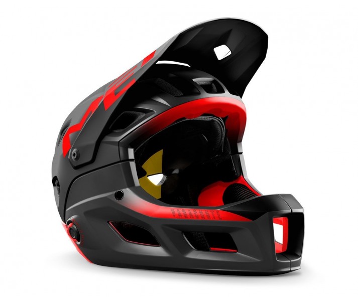 Casco Met Parachute Mcr Mips Negro/Rojo Mate Brillo