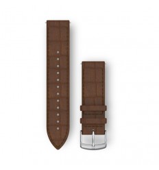 Quick Release Bands (20 mm), Dark Brown Embossed Italian Leather with Silver Hardware