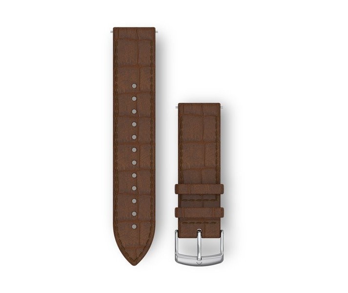 Quick Release Bands (20 mm), Dark Brown Embossed Italian Leather with Silver Hardware