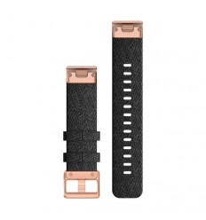 Correa Garmin de reloj QuickFit® 20, Nailon negro jaspeado, componentes color rose gold