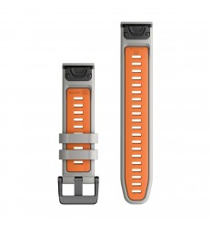 Correa Garmin de reloj de 22 mm Quickfit, Silicona naranja/gris