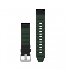 QuickFit® 22 Watch Straps, Leather/FKM Hybrid Strap, Black/Green