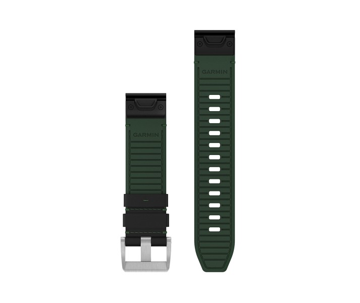 QuickFit® 22 Watch Straps, Leather/FKM Hybrid Strap, Black/Green