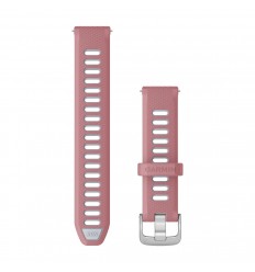 Correa Garmin de desmontaje rápido (18 mm), Rosa/Blanco, hebilla plateada