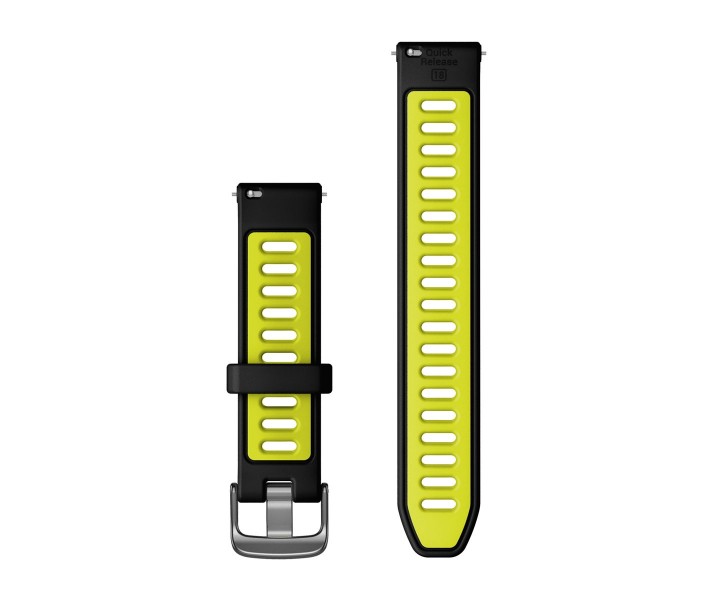 Correa Garmin de desmontaje rápido (18 mm), Negro/Silicona amarillo, gris pizarra