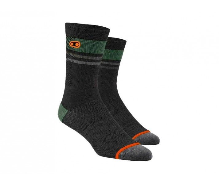 Calcetines Crankbrothers Icon Negro/Naranja/Verde