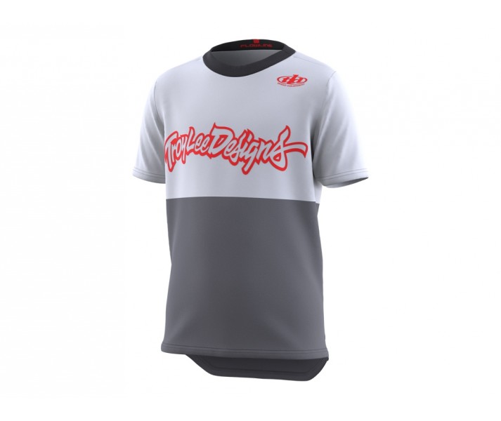 Camiseta Infantil Troy Lee Flowline Scripter Gris/Rojo