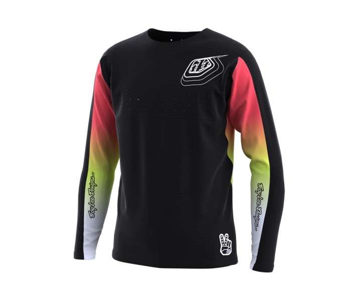 Camiseta Larga Infantil Troy Lee Sprint Richter Negro/Rojo/Amarillo