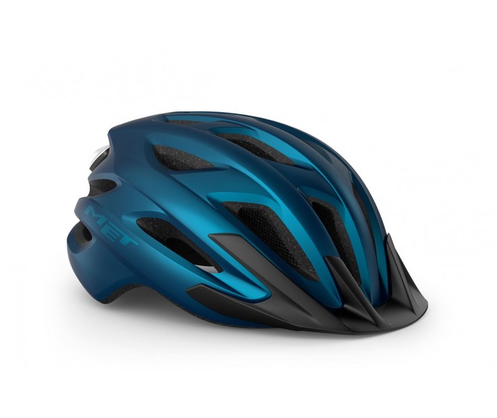 Casco Met Crossover Azul Metalico Mate