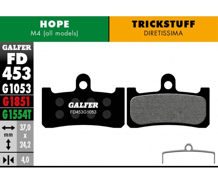 PASTILLAS FRENO GALFER DISCO STANDARD BRAKE PAD HOPE M4