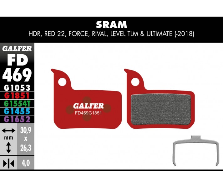 PASTILLAS FRENO GALFER DISCO ADVANCED BRAKE PAD SRAM RED 22 - LEVEL